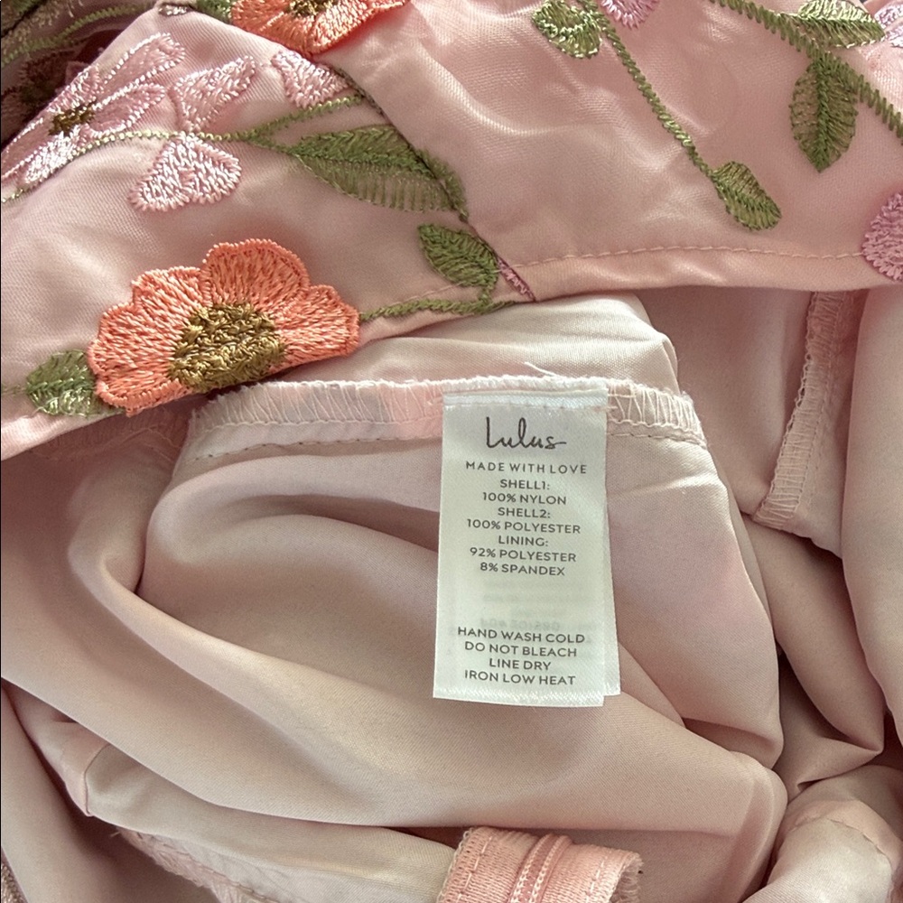 Lulus Pink Floral Embroidered Midi Dress, 3D Appliqué Halter Size: small - Picture 11 of 11